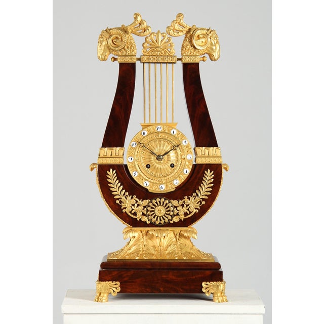 Antique Lyre Mantel Clock, 1825 For Sale - Image 6 of 16