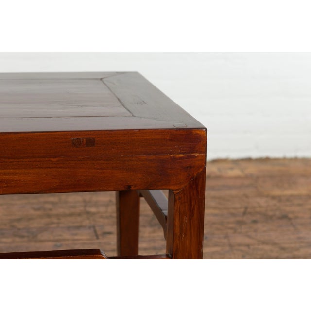 Wood Chinese Qing Dynasty Period 19th Century Side Table with Humpback Stretchers For Sale - Image 7 of 13