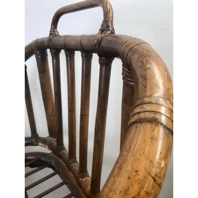 Vintage Bamboo Leather Strap Arm Chair Chairish