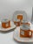 1950s Mid-Century Modern Trend by Nasco Geometric Orange and White Ceramic Mug and Saucer Set - 9 pcs For Sale - Image 4 of 11