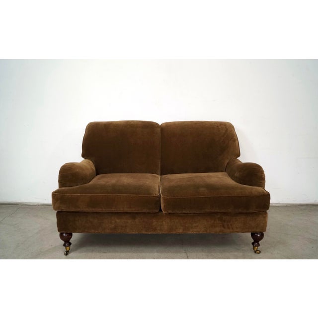 Baker Furniture Company Hollywood Regency George Smith Style English Roll-Arm Loveseat For Sale - Image 4 of 12