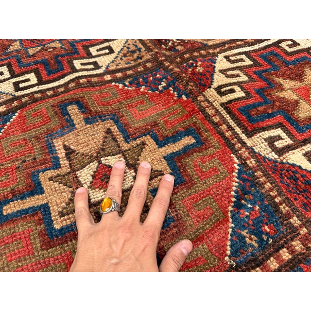 Antique Khamseh Qashqai Hand-Knotted Wool Rug - 10'9" X 5'4" For Sale - Image 9 of 12