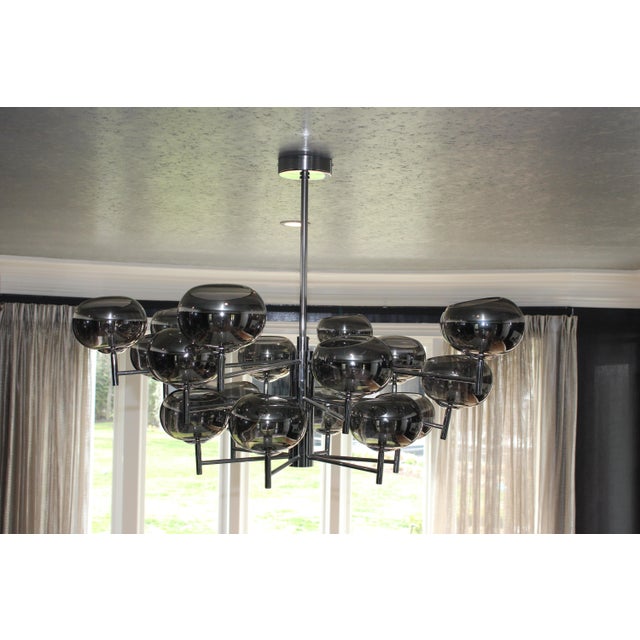 Donghia Renaldo 18-Arm Chandelier Grey Glass Globes Polished Chrome Finish For Sale - Image 11 of 11