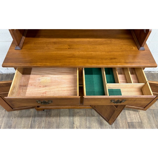 Wood Vintage Tell City Young Republic Colonial China Cabinet Buffet Hutch and Cupboard For Sale - Image 7 of 18