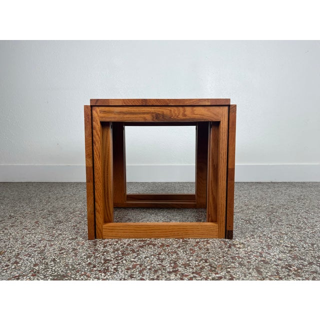 Vintage Studio Crafted Solid Oak Cube of Nesting Tables Chairish