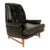 Classic 1950s Heritage Black Lounge Chair Faux Leather Mahogany For Sale