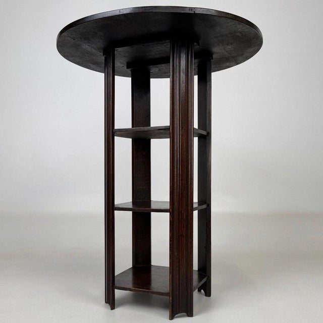 Antique Early 20th Century English Oak Round Side Table with Shelved Base For Sale - Image 3 of 9