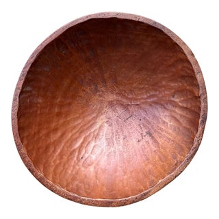 Vintage Hand-Carved Wooden Salad Bowl For Sale