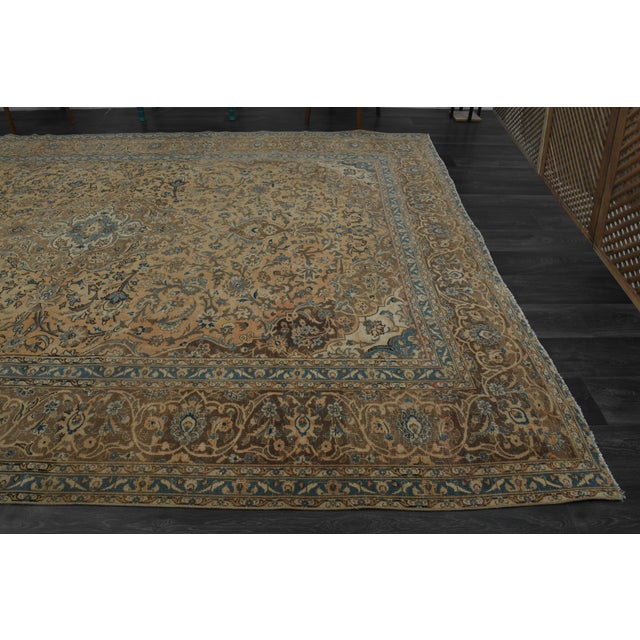 1970s Vintage Persian Handknotted Wool Orange Oversize Area Rug For Sale - Image 10 of 11