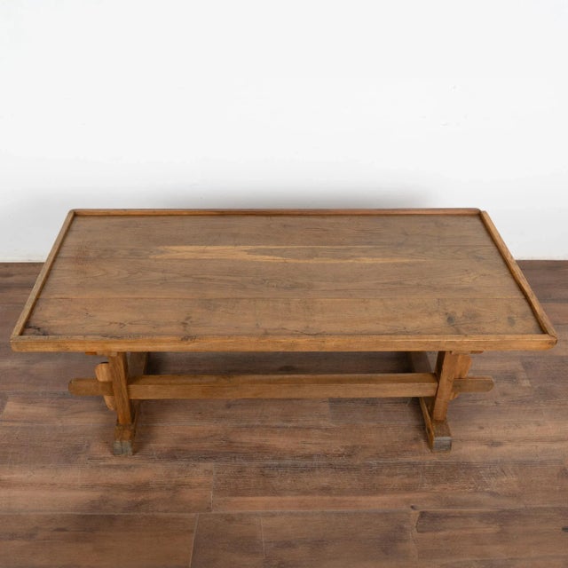 Rustic Rustic Coffee Table With Trestle Base, Hungary Circa 1880 For Sale - Image 3 of 11