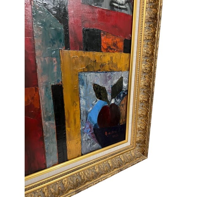 Tony Agostini, Large Modernist Colorful Atelier French Expressionist Oil Painting Tony Agostini, 1958 For Sale - Image 16 of 18