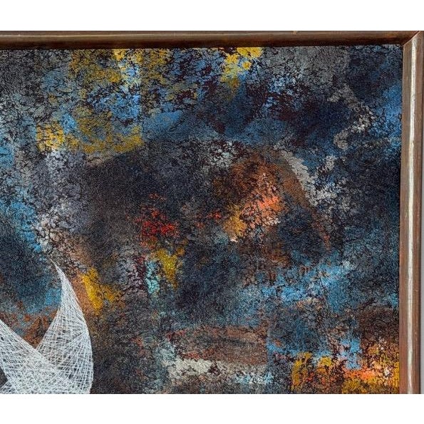 Wood Original Leonardo Nierman Painting Bird in Flight Large 1959 Oil on Masonite Modernist Statement Piece - 50” X 41” For Sale - Image 7 of 14
