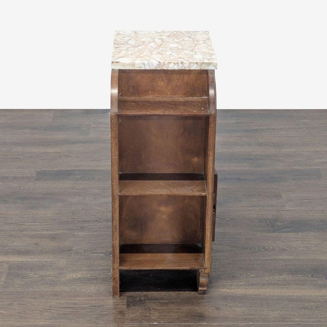 Antique Deco Nightstand With Marble Top For Sale - Image 4 of 8