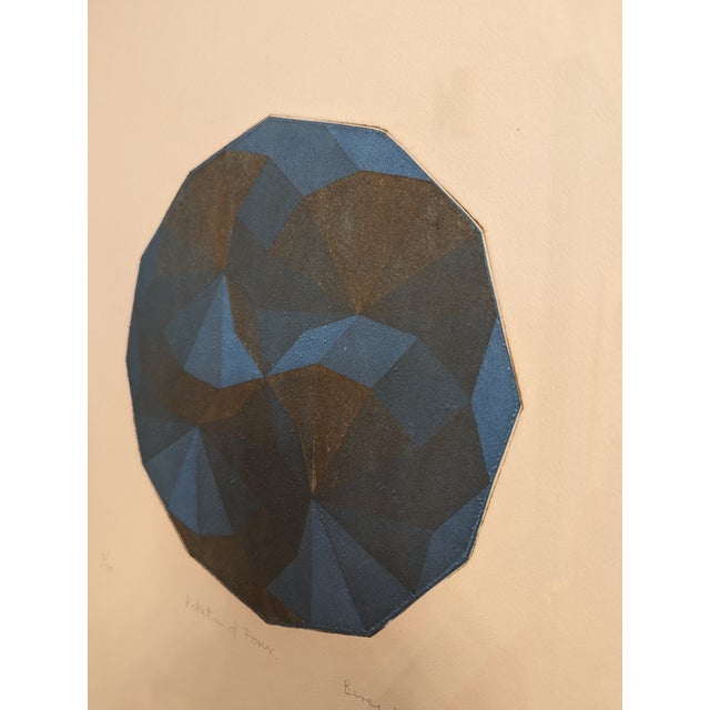 Mid 20th Century Original Print By Berenice Benjelloun Geometric dodecagon with four rotating shapes coloured in different...