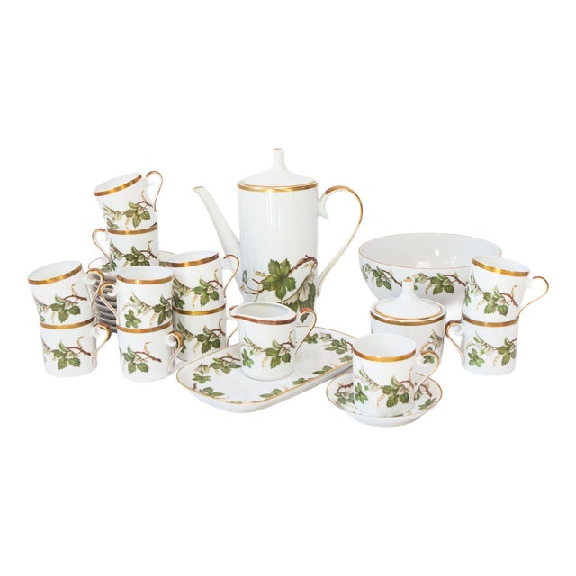 Swedish Porcelain Coffee Set from Hackefors, 1970s, Set of 29 For Sale