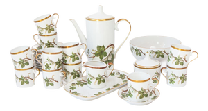 Swedish Porcelain Coffee Set from Hackefors, 1970s, Set of 29