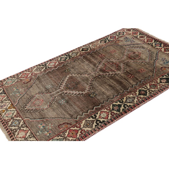 Rug & Kilim Vintage Gabbeh Persian Rug in Beige-Brown With Geometric Medallion - Rug & Kilim For Sale - Image 4 of 8