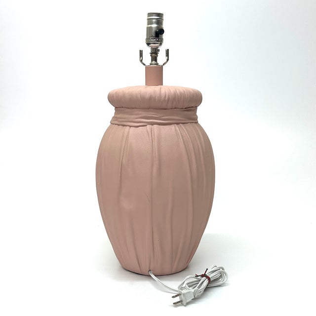 Art Deco Faux Bow Pink Plaster Table Lamp Attributed to John Dickinson, 1970s For Sale - Image 3 of 9