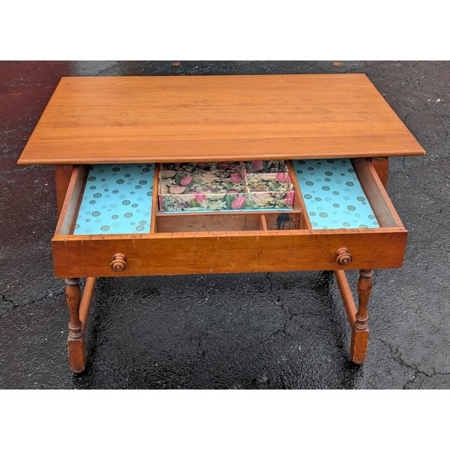 1960s Vintage 1960s American Colonial Solid Cherry Wood Writing Desk For Sale - Image 5 of 11