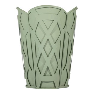 Scalloped Chippendale Wastebasket, Celadon For Sale
