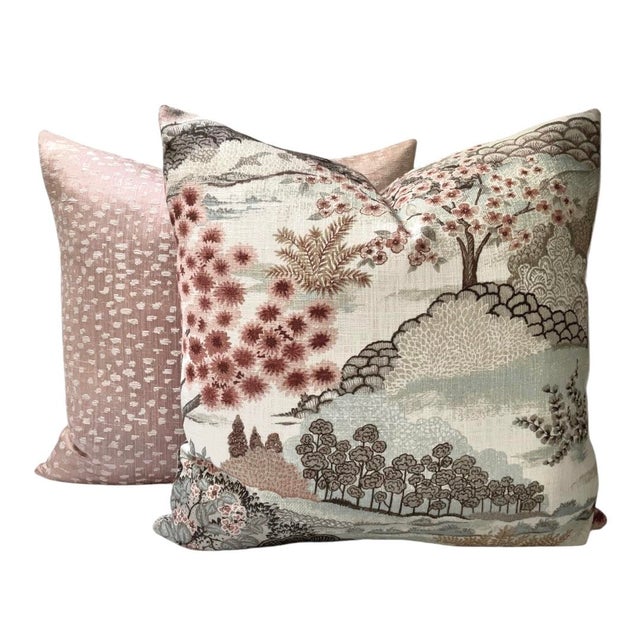 Blush Chinoiserie Asian Style Pillow Cover For Sale - Image 4 of 4