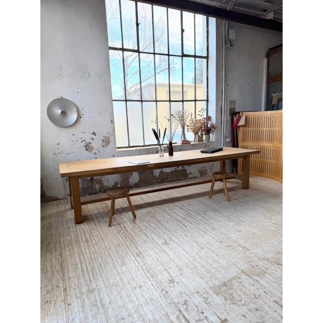 Wood Oak Farmhouse Table, 1950s For Sale - Image 7 of 18