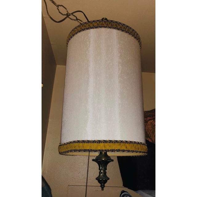 1970s Barrel Shade Swag Lamp For Sale - Image 4 of 7