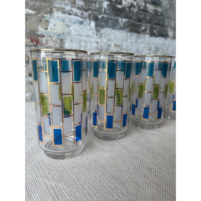 1960s Vintage Mid-Century Modern Geometric Tumblers - Set of 8 For Sale - Image 5 of 7