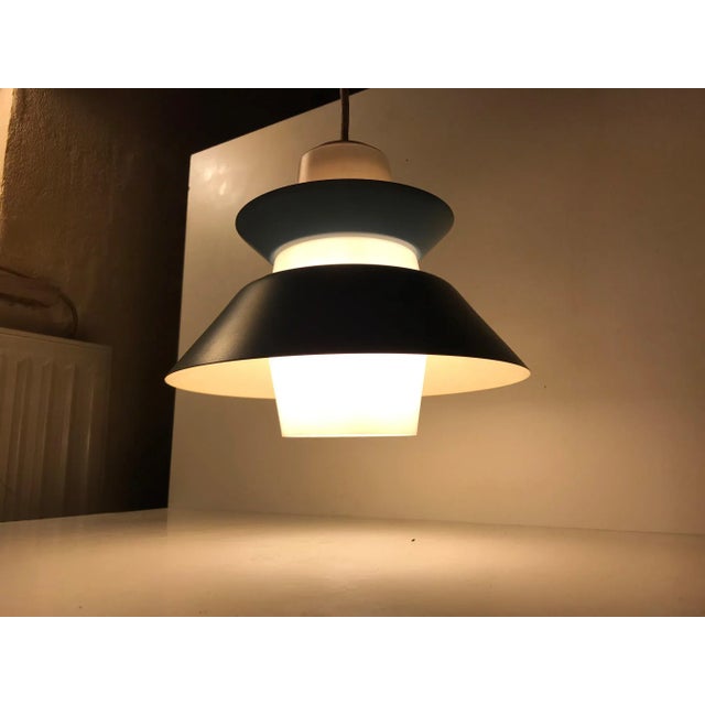 Vintage Petrol Blue Opaline Glass Pendant from Voss, 1950s For Sale - Image 4 of 6