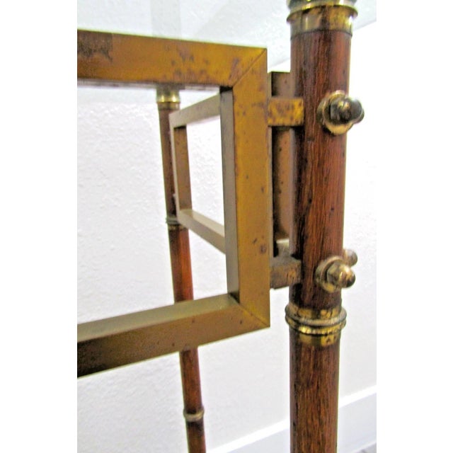Mid-Century French Glass Top Faux Bamboo Wood and Brass Side Table Attributed to Maison Baguès For Sale - Image 12 of 18
