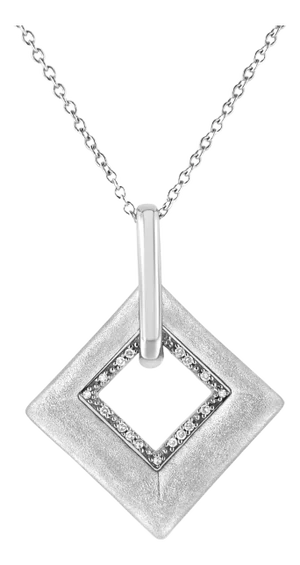 .925 Sterling Silver Pave-Set Diamond Accent Kite Shape 18" Pendant Necklace (I-J Color, I1-I2 Clarity)