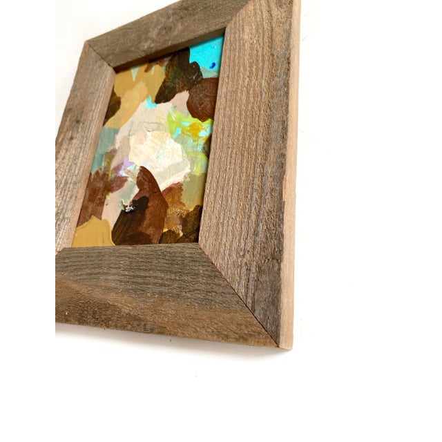 Curated Set of 3 Mini Paintings With Rustic Wood Frames For Sale In Seattle - Image 6 of 7