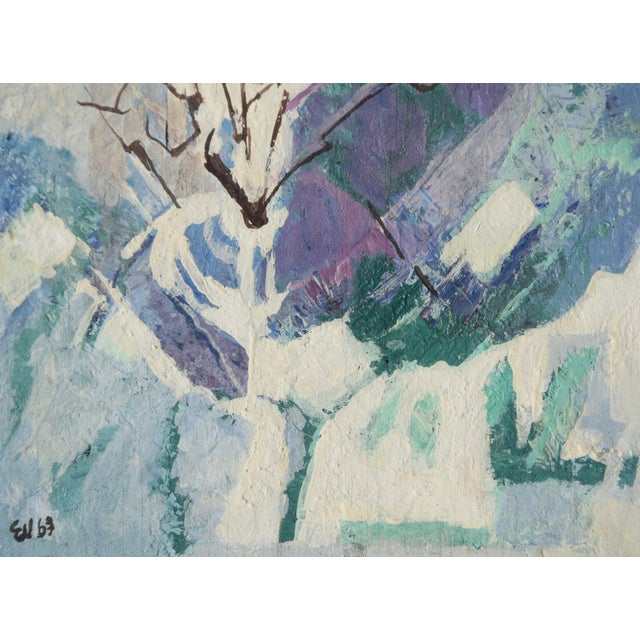 1960s Ernst Weiers, Painting Snow-Covered Bush, 1963, Oil Painting, Framed, 1963, Oil For Sale - Image 5 of 9