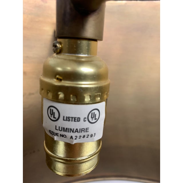 Burnished Brass Bronze Metal Drum Hanging Pendant Light For Sale - Image 10 of 12