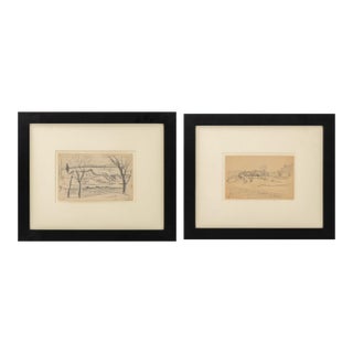 Oscar F. Bluemner Landscape Scenes Graphite, 2 For Sale