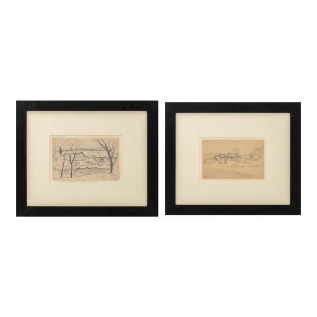 Oscar F. Bluemner Landscape Scenes Graphite, 2 For Sale