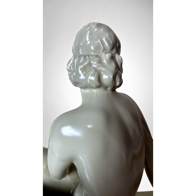 Early 20th Century Art Deco, Saint-Clement Style Ceramic Figure of a Young Woman For Sale - Image 9 of 18