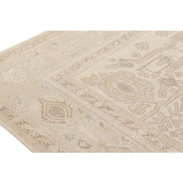 Rug & Kilim’s Oushak Style Rug in Cream, White, Beige Geometric Floral Patterns For Sale In New York - Image 6 of 7