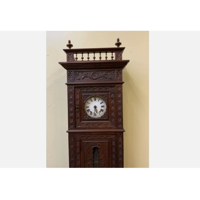 Late 19th Century Antique Breton Grandfather Clock, 1880 For Sale - Image 5 of 12