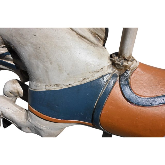 Cream Vintage Metal Carousel Horse For Sale - Image 8 of 11