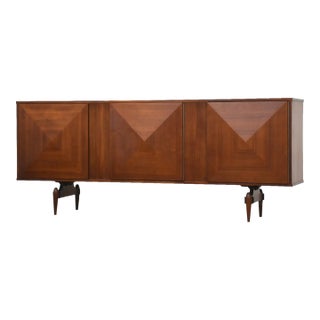 1960s Refinished Diamond Front Walnut Credenza For Sale