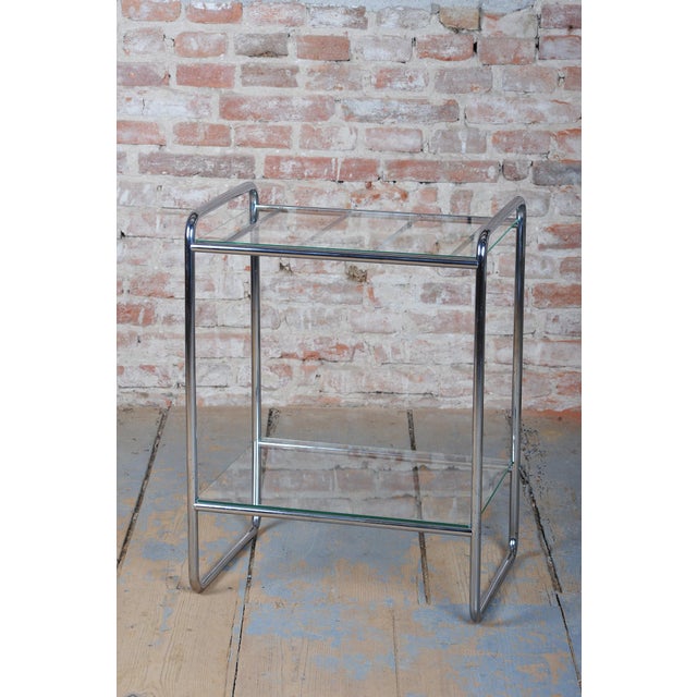 1930s Small Vintage Bauhaus Table in Chrome-Plated Tubular Steel and Glass, Czech, 1930s For Sale - Image 5 of 9