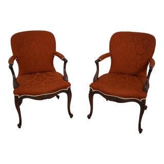 Pair George III Style Custom Mahogany Armchairs For Sale
