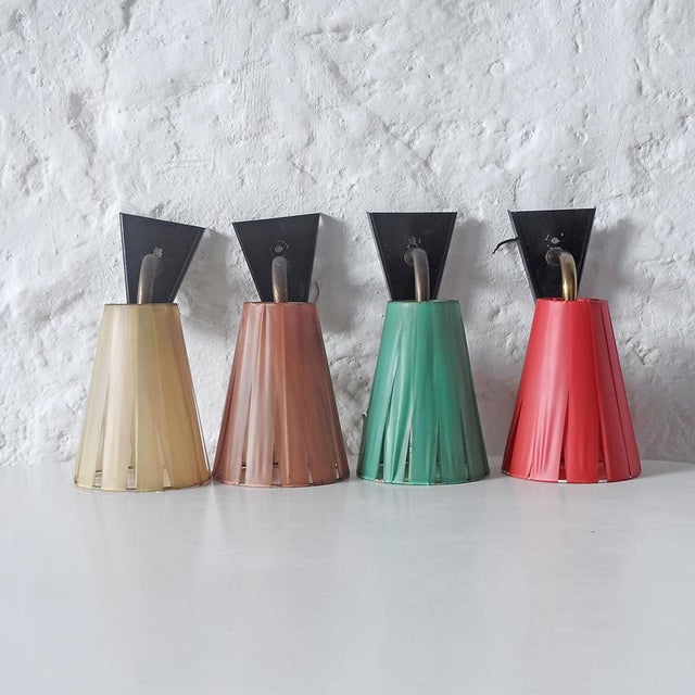 Red Mid-Century Modern Wall Lights, France, 1950s, Set of 4 For Sale - Image 8 of 18