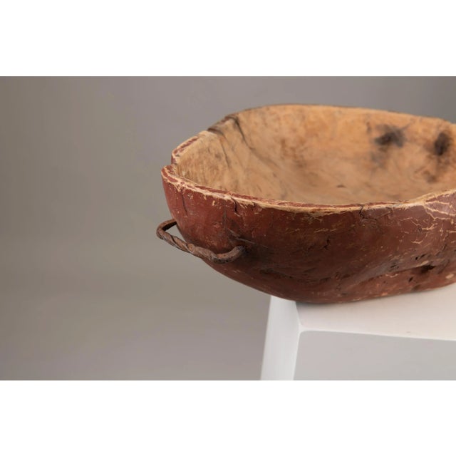 Brown Large Antique Swedish Wooden Bowl For Sale - Image 8 of 11