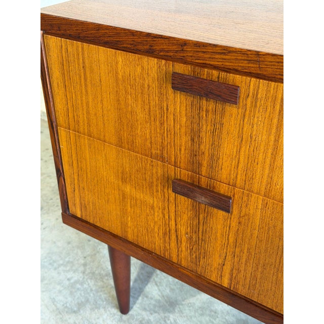 Rosewood Nightstand Side Table With Two Drawers Made in Denmark Mid-Century Modern 1960s For Sale - Image 9 of 9