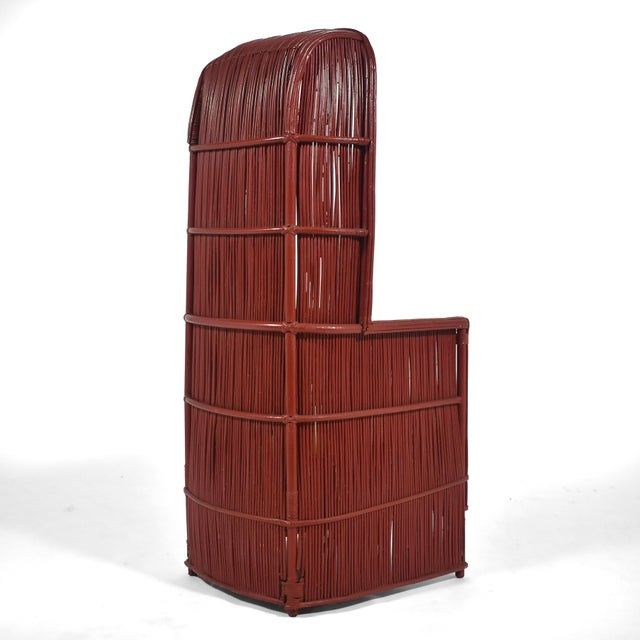 Red Vermilion Red Rattan Canopy Chair For Sale - Image 8 of 10