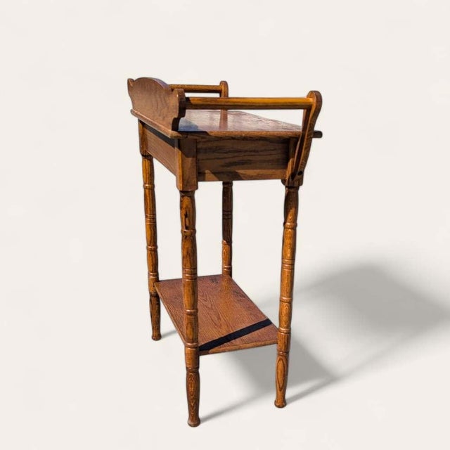 Antique Oak Washstand With Drawer, Shelf and Towel Rail, 19th Century For Sale - Image 4 of 17