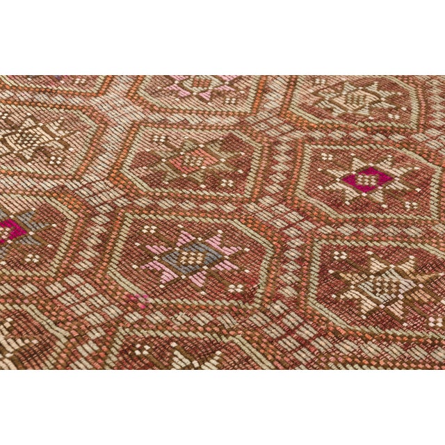 Tan Geometric Wool Tribal Area Kilim For Sale - Image 8 of 10
