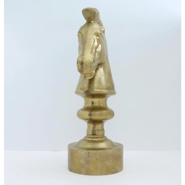 Metal Large Vintage Brass Horse Head, Chess Decor For Sale - Image 7 of 10